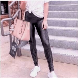 7 For All Mankind Faux Leather Liquid Moto Legging Pants Black Small Grunge Rock